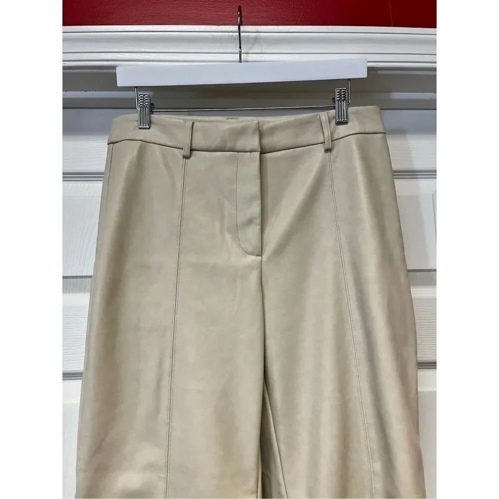 7 For All Mankind Cream Faux Leather Cropped Flare Pants sz L NWOT